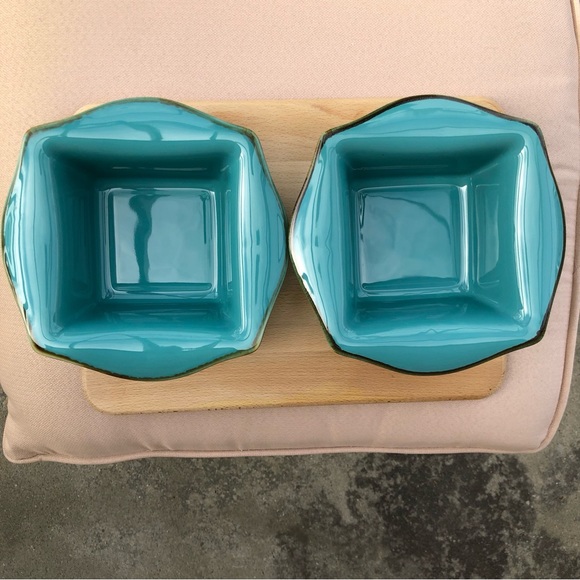 Southern Living at Home 2 Glass TUSCAN Everyday Baker 10" Turquoise Brown Bowl - Picture 2 of 14